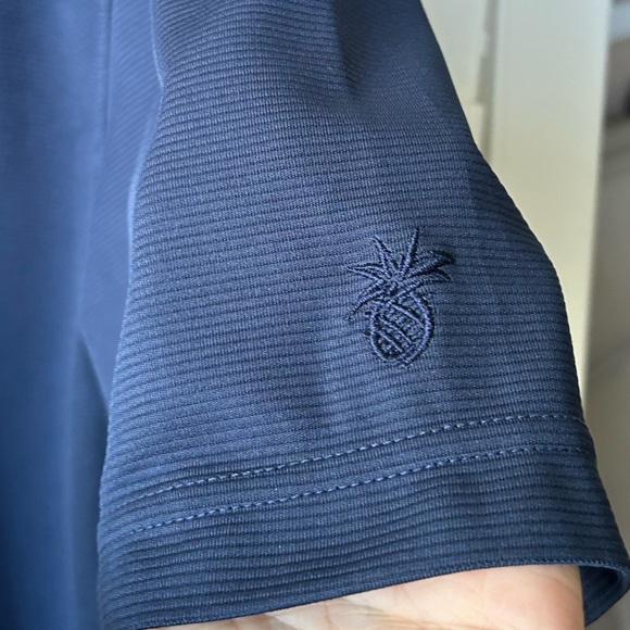 Navy Ribbed Polo Shirt - Picture 4 of 8